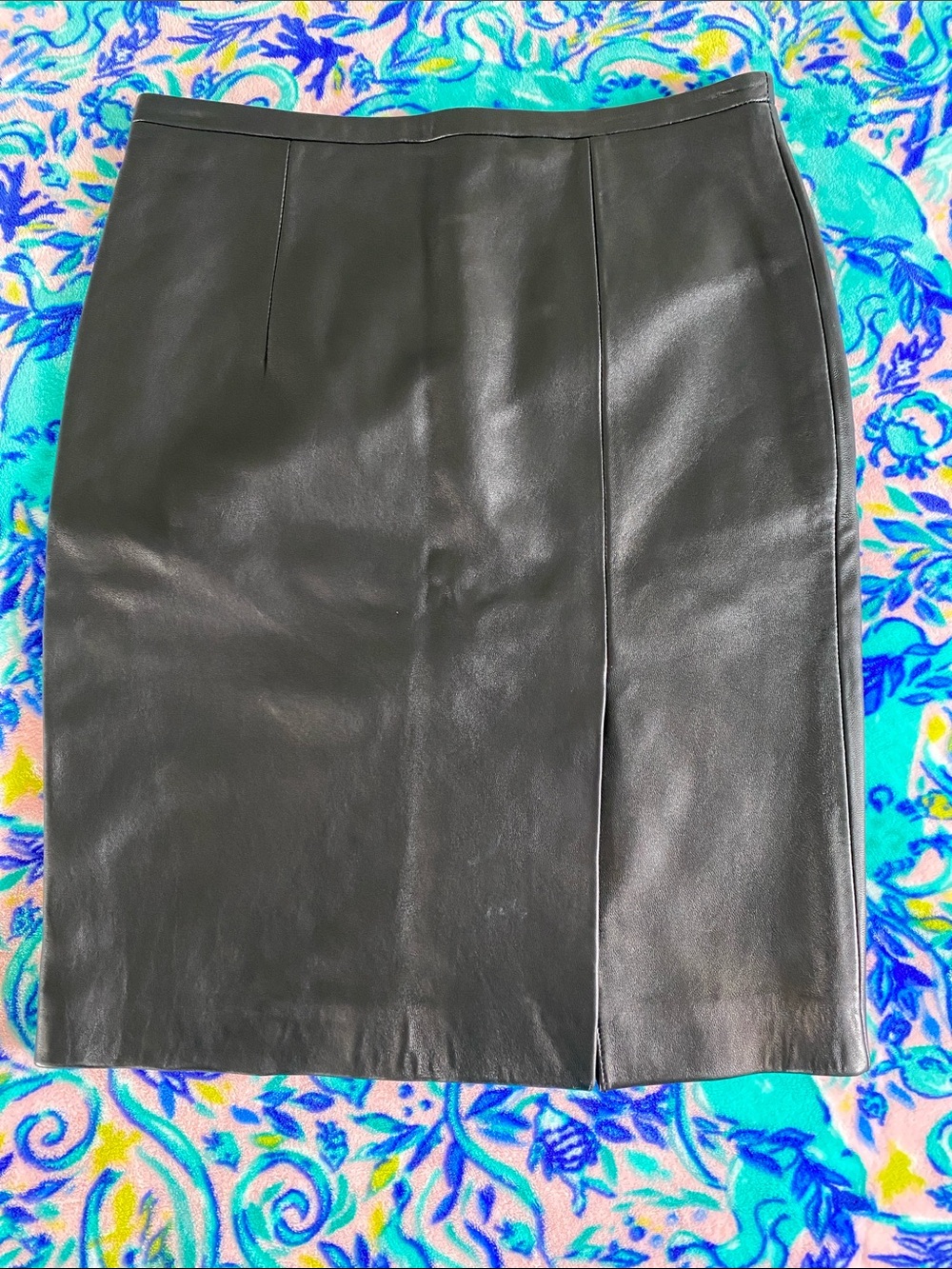 Michael Kors Black Leather Pencil Skirt